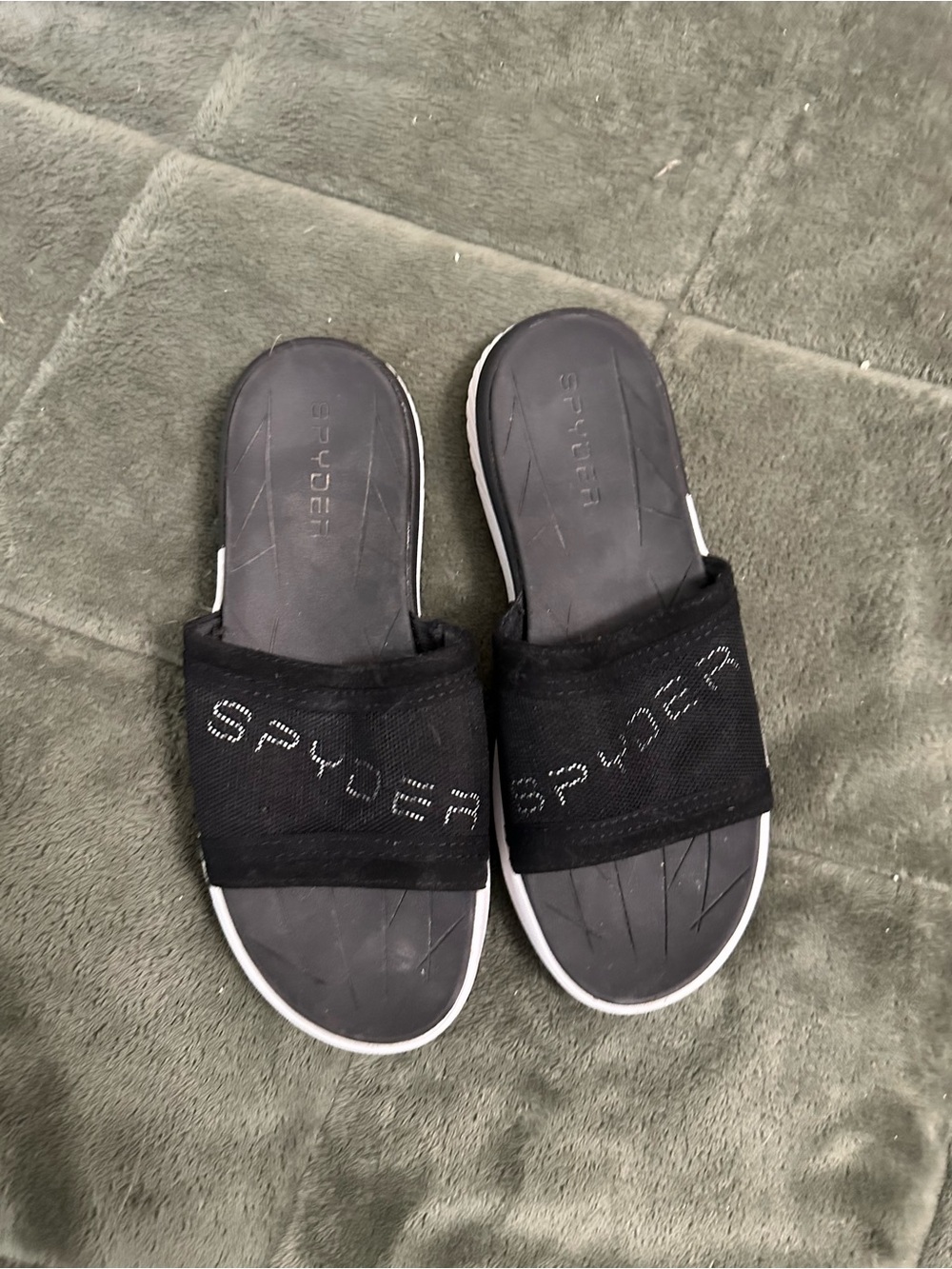 Spyder Womens Black Slide Sandals with White Trim